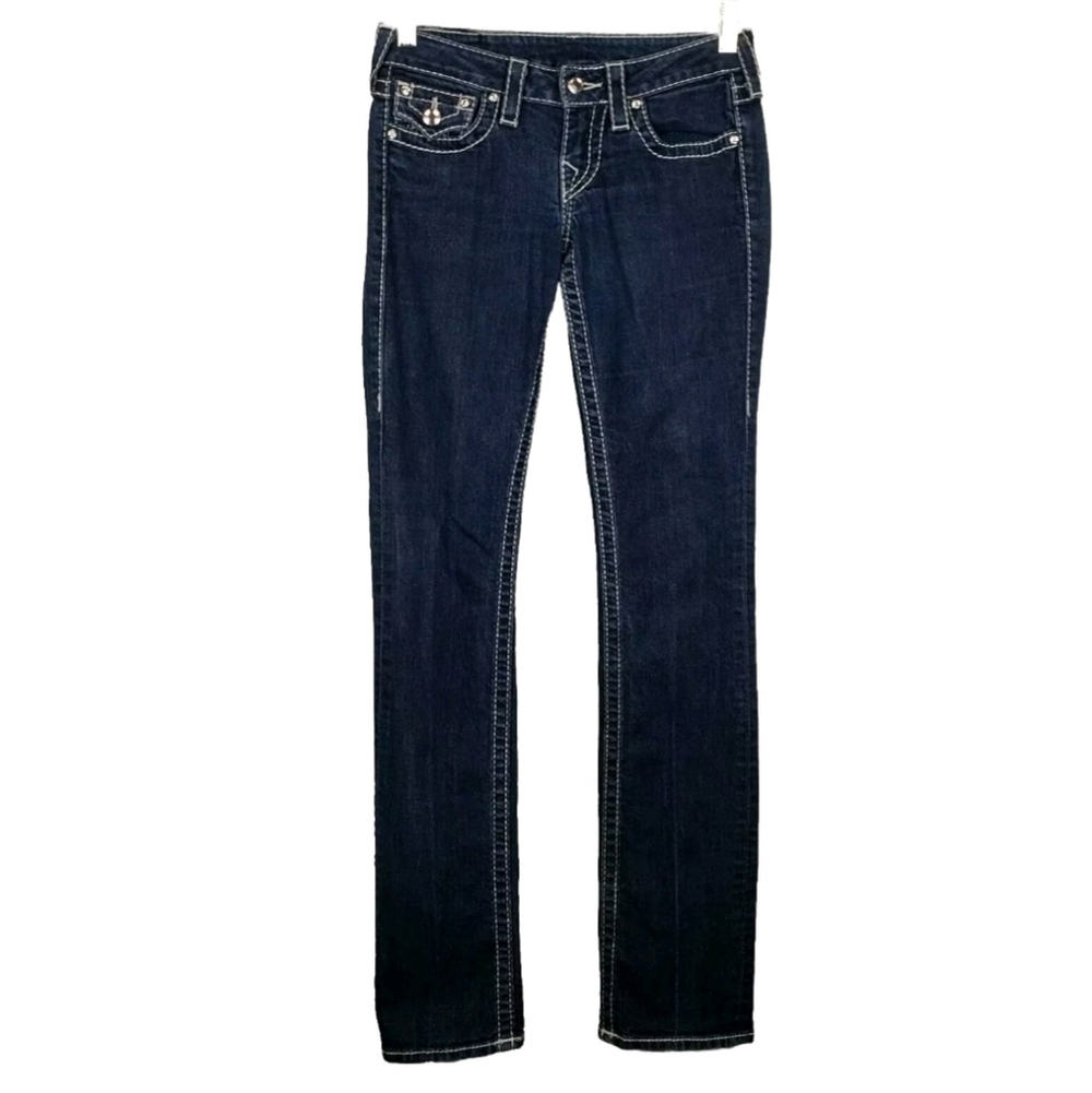 True Religion Flap Pocket Straight Leg 25 Made In USA Classic Dark Wash